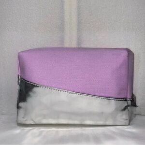 NWOT Lancôme Makeup Cosmetic Bag Case Pouch Purple Silver